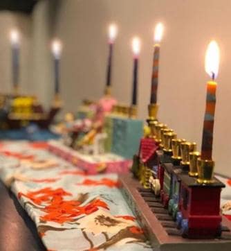 The Hanukkah menorah at Sunny Leone’s home, shared by Daniel Weber. (Instagram)