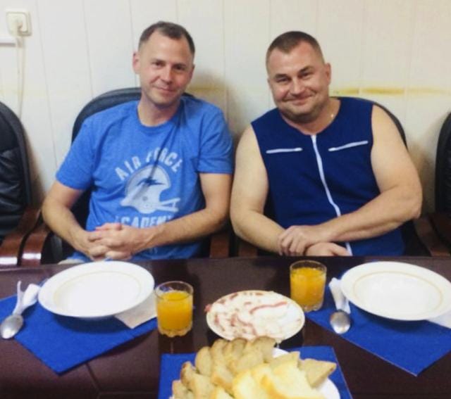 In a photo provided by Roscosmos, NASA Astronaut Nick Hague, left, and Roscosmos cosmonaut Alexei Ovchinin after an emergency landing following the failure of a Russian booster rocket carrying them to the International Space Station, in Baikonur, Kazakhstan. The Soyuz craft experienced a problem minutes after liftoff, en route to the International Space Station, but the capsule landed safely. (NYT)