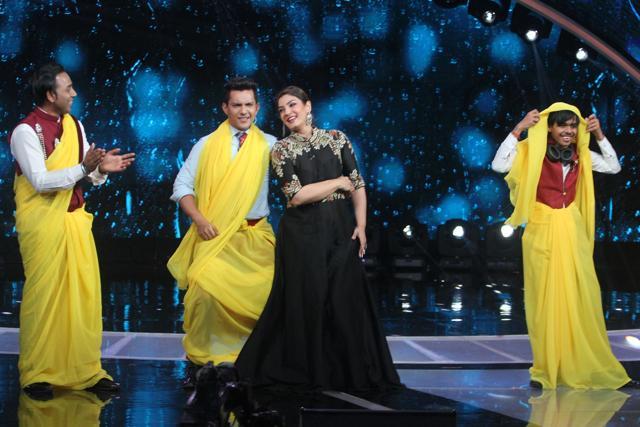 Raveena Tandon dances on Sa Re Ga Ma Pa sets.