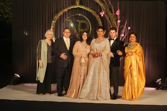 Delhi, India-December 04, 2018: family members of newly-wed Bollywood actor Priyanka Chopra and American singer Nick Jonas pose for photos during their wedding reception, at Taj Palace, in New Delhi, Tuesday, Dec. 4, 2018. (Photo By Manoj Verma/ Hindustan Times) Delhi, India-December 04, 2018: family members of newly-wed Bollywood actor Priyanka Chopra and American singer Nick Jonas pose for photos during their wedding reception, at Taj Palace, in New Delhi, Tuesday, Dec. 4, 2018. (Photo By Manoj Verma/ Hindustan Times)
