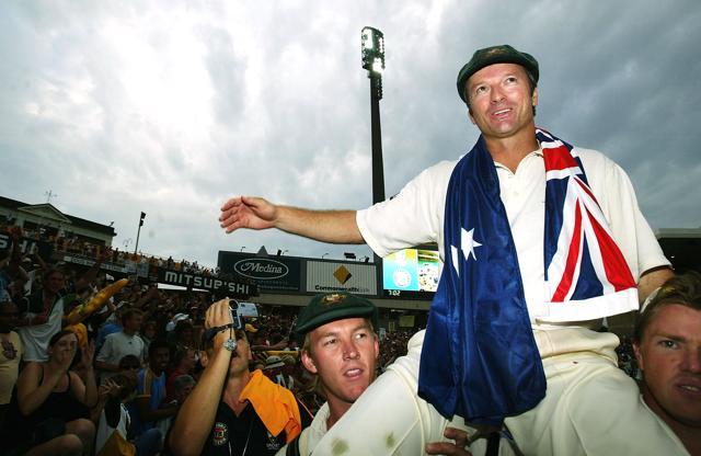 Steve Waugh of Australia does a lap of honour after retiring from Test Cricket after day five of the 4th Test between Australia and India at the SCG on January 6, 2004 in Sydney, Australia. (Photo by Hamish Blair/Getty Images) (Getty Images) Steve Waugh of Australia does a lap of honour after retiring from Test Cricket after day five of the 4th Test between Australia and India at the SCG on January 6, 2004 in Sydney, Australia. (Photo by Hamish Blair/Getty Images) (Getty Images)
