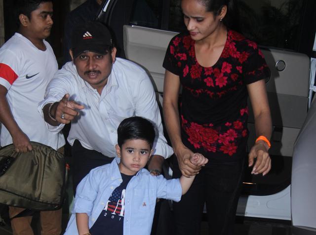 Tusshar Kapoor’s son Lakshya. (Viral Bhayani) Tusshar Kapoor’s son Lakshya. (Viral Bhayani)