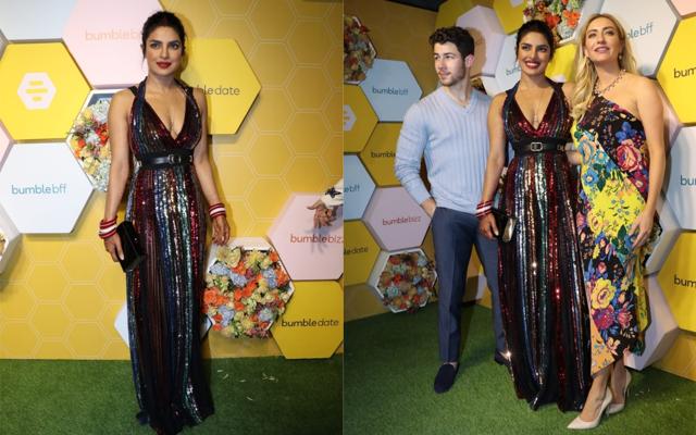 Priyanka Chopra and Nick Jonas at the event. (Viral Bhayani) Priyanka Chopra and Nick Jonas at the event. (Viral Bhayani)