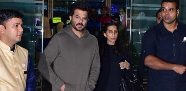 Anil Kapoor arrives in Udaipur with his wife Sunita Kapoor. (Viral Bhayani)
