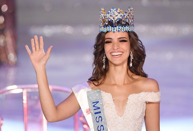 Miss Mexico Vanessa Ponce de Leon reacts after winning the 68th Miss World contest final in Sanya. (AFP) Miss Mexico Vanessa Ponce de Leon reacts after winning the 68th Miss World contest final in Sanya. (AFP)