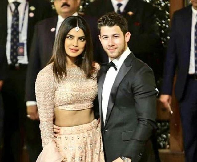 Priyanka Chopra and Nick Jonas at Isha Ambani’s wedding in Mumbai.