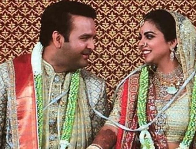 Anand Piramal and Isha Ambani at the wedding. (Viral Bhayani)