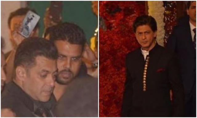 Salman Khan and Shah Rukh Khan at Isha Ambani’s wedding. (Viral Bhayani) Salman Khan and Shah Rukh Khan at Isha Ambani’s wedding. (Viral Bhayani)