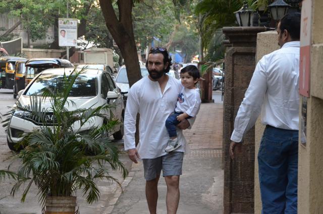 Taimur Ali Khan with his father Saif Ali Khan.