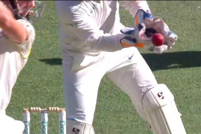 Screengrab of the moment when Rishabh Pant dropped Shaun Marsh. (Twitter)