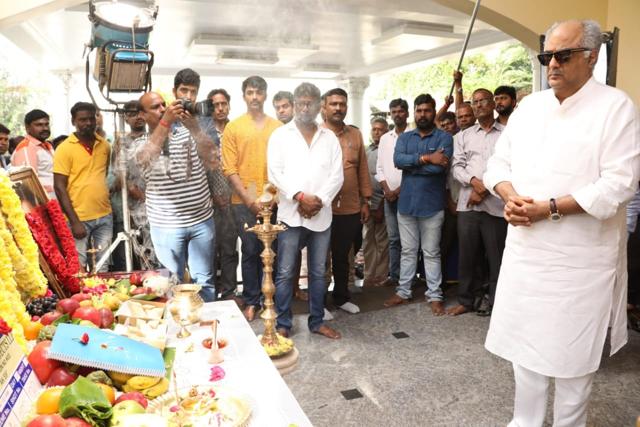 Boney Kapoor with the crew of #Thala59. Boney Kapoor with the crew of #Thala59.