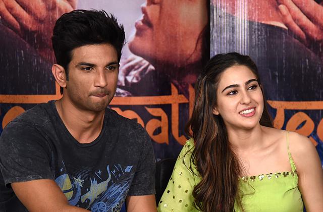 Sushant Singh Rajput (L) and Sara Ali Khan (R) at a promotional event for Kedarnath in Mumbai. (AFP) Sushant Singh Rajput (L) and Sara Ali Khan (R) at a promotional event for Kedarnath in Mumbai. (AFP)