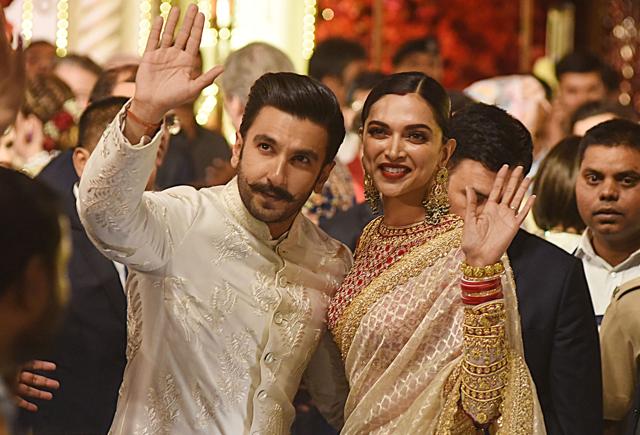 Indian Bollywood actors Ranveer Singh (L) and Deepika Padukone attend the wedding of Indian businesswoman Isha Ambani with Indian businessman Anand Piramal in Mumbai on December 12, 2018. (AFP) Indian Bollywood actors Ranveer Singh (L) and Deepika Padukone attend the wedding of Indian businesswoman Isha Ambani with Indian businessman Anand Piramal in Mumbai on December 12, 2018. (AFP)