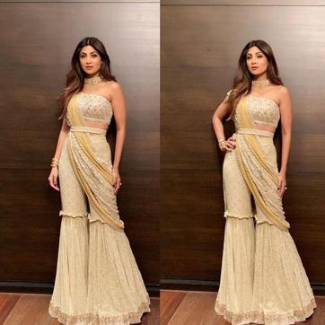 Shilpa Shetty Kundra in a gharara sari. (Instagram/TheShilpaShetty)