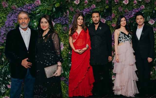 Chunky Pandey with wife Bhavna, Homi Adajania and wife Anaita Shroff Adajania and Bhushan Kumar with wife Divya Khosla Kumar. (Viral Bhayani) Chunky Pandey with wife Bhavna, Homi Adajania and wife Anaita Shroff Adajania and Bhushan Kumar with wife Divya Khosla Kumar. (Viral Bhayani)