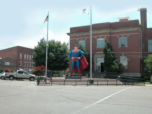 In the real city of Metropolis in Illinois, USA, you can attend the annual superman festival. It also has a Superman museum and a giant statue of Superman outside its courthouse. In the real city of Metropolis in Illinois, USA, you can attend the annual superman festival. It also has a Superman museum and a giant statue of Superman outside its courthouse.