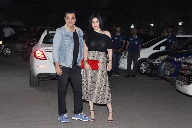 Sanjay Kapoor and Maheep at Sohail Khan’s party. (Viral Bhayani) Sanjay Kapoor and Maheep at Sohail Khan’s party. (Viral Bhayani)