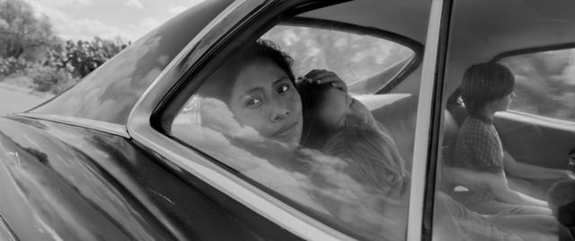 Yalitza Aparicio as Cleo, Marco Graf as Pepe, Carlos Peralta Jacobson as Paco, and Daniela Demesa as Sofi in Roma, written and directed by Alfonso Cuarón. (Image by Alfonso Cuarón)