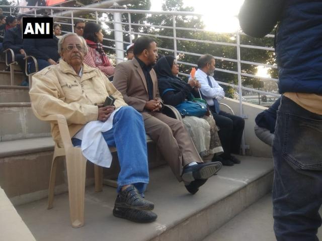 Parents and brother of Hamid Ansari wait at the Attari-Wagah border before his release. (ANI/Twitter) Parents and brother of Hamid Ansari wait at the Attari-Wagah border before his release. (ANI/Twitter)