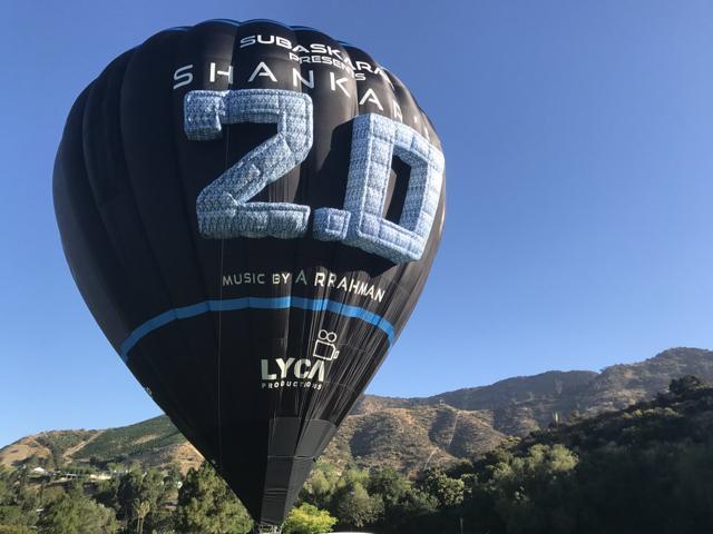 A 100ft-tall hot air balloon with images of Rajnikath’s character and the film travelled across the world. (Photo: Twitter/2Point0movie) A 100ft-tall hot air balloon with images of Rajnikath’s character and the film travelled across the world. (Photo: Twitter/2Point0movie)