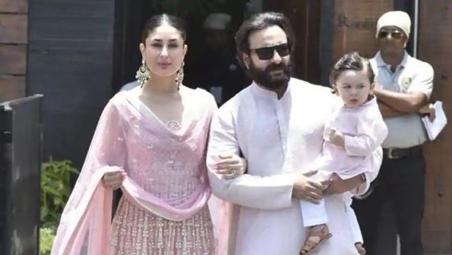 Taimur with his parents at the wedding of Sonam Kapoor.