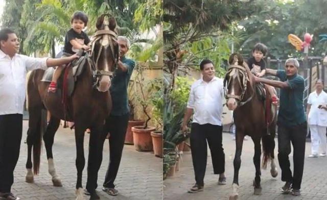 Taimur’s first horse ride.
