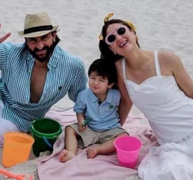 Taimur Ali Khan with his parents Kareena and Saif in Cape Town. (Viral Bhayani)