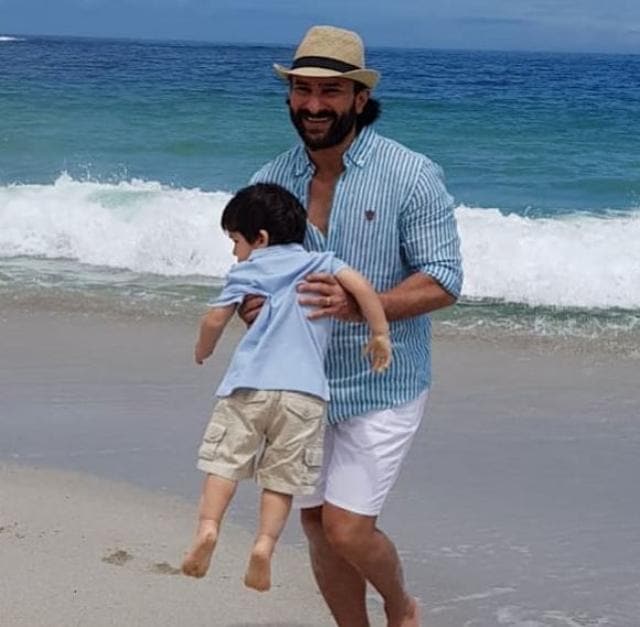 Taimur with dad Saif in South Africa. (Viral Bhayani)