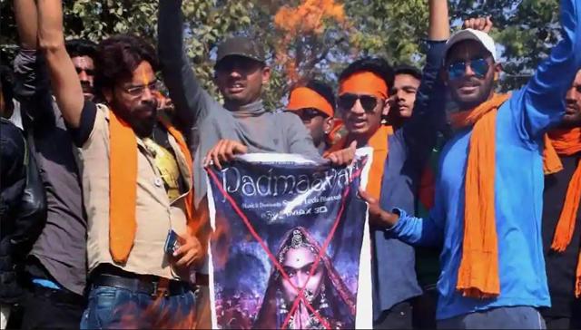 File photo of Karni Sena members protest against the release of film Padmaavat in Rajasthan.(PTI Photo)