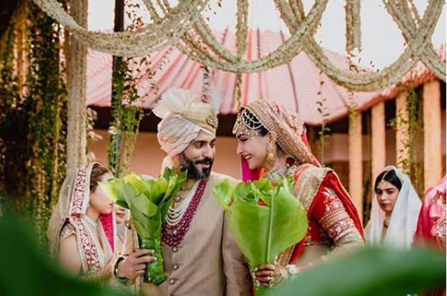 Sonam Kapoor and Anand Ahuja at the wedding in May. (Instagram)