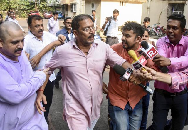 Nana Patekar reacts while talking to the media in Mumbai. (PTI) Nana Patekar reacts while talking to the media in Mumbai. (PTI)