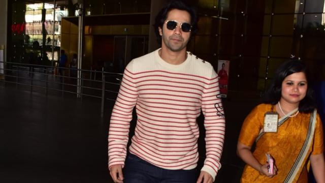Actor Varun Dhawan spotted at the airport. Actor Varun Dhawan spotted at the airport.