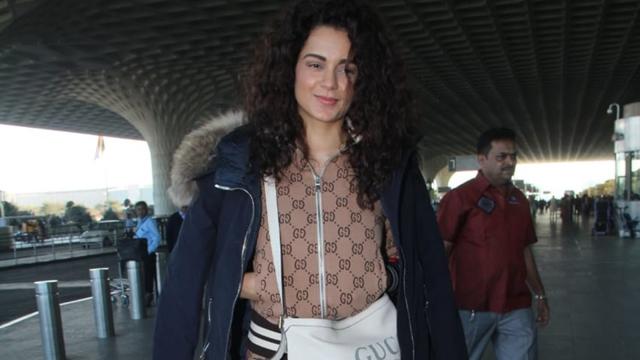 Actor Kangana Ranaut spotted at the airport. Actor Kangana Ranaut spotted at the airport.