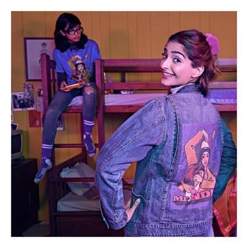 Sonam K Ahuja in an art inspired denim jacket. (Instagram/SonamKapoor) Sonam K Ahuja in an art inspired denim jacket. (Instagram/SonamKapoor)