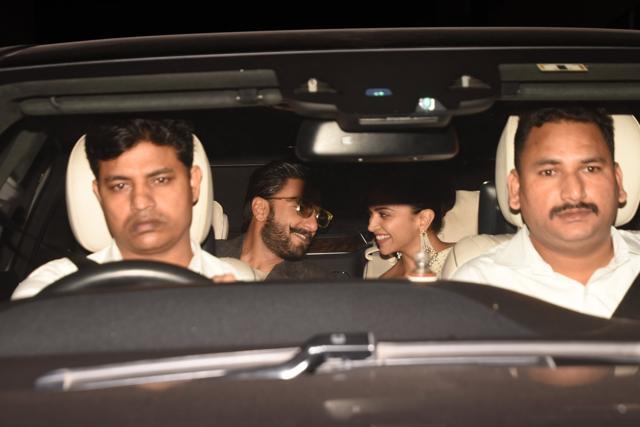 Ranveer Singh and Deepika Padukone at Simmba screening.