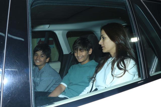 Gayatri Oberoi with her sons in Mumbai. Gayatri Oberoi with her sons in Mumbai.