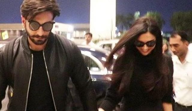 Ranveer Singh and Deepika Padukone at the airport.