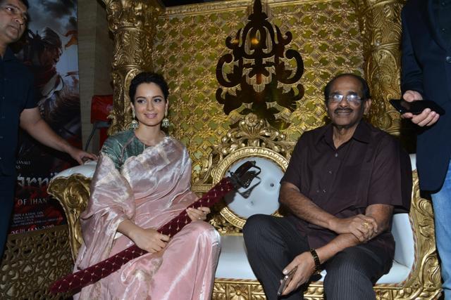 Kangana Ranaut at the trailer launch of Manikarnika: The Queen of Jhansi in Hyderabad on January 4, 2019. Seen here, with veteran writer KV Vijayendra Prasad. (IANS) Kangana Ranaut at the trailer launch of Manikarnika: The Queen of Jhansi in Hyderabad on January 4, 2019. Seen here, with veteran writer KV Vijayendra Prasad. (IANS)