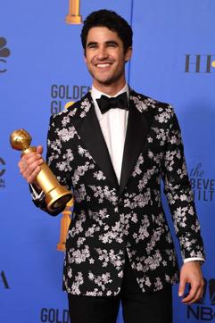 Darren Criss poses with his trophy for Best Performance by an Actor in a Limited Series or Motion Picture Made for Television for The Assassination of Gianni Versace. (AFP) Darren Criss poses with his trophy for Best Performance by an Actor in a Limited Series or Motion Picture Made for Television for The Assassination of Gianni Versace. (AFP)