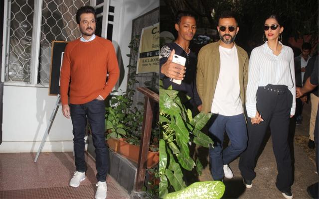 Anil Kapoor, Sonam Kapoor and Anand Ahuja spotted in Mumbai. (Viral Bhayani) Anil Kapoor, Sonam Kapoor and Anand Ahuja spotted in Mumbai. (Viral Bhayani)