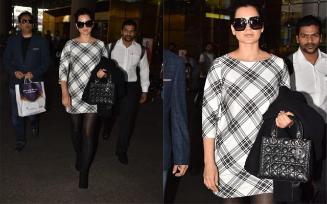 Kangana Ranaut at the airport. (Viral Bhayani) Kangana Ranaut at the airport. (Viral Bhayani)
