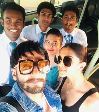 Deepika Padukone and Ranveer Singh at Bandaranaike airport.