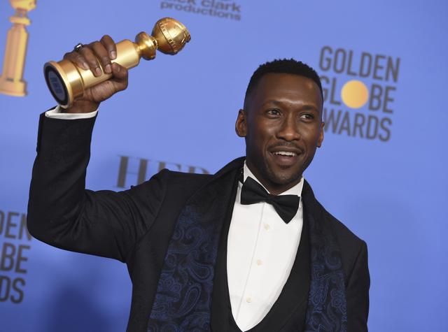 Mahershala Ali poses in the press room with the award for best performance by an actor in a supporting role in any motion picture for Green Book. (Jordan Strauss/Invision/AP) Mahershala Ali poses in the press room with the award for best performance by an actor in a supporting role in any motion picture for Green Book. (Jordan Strauss/Invision/AP)