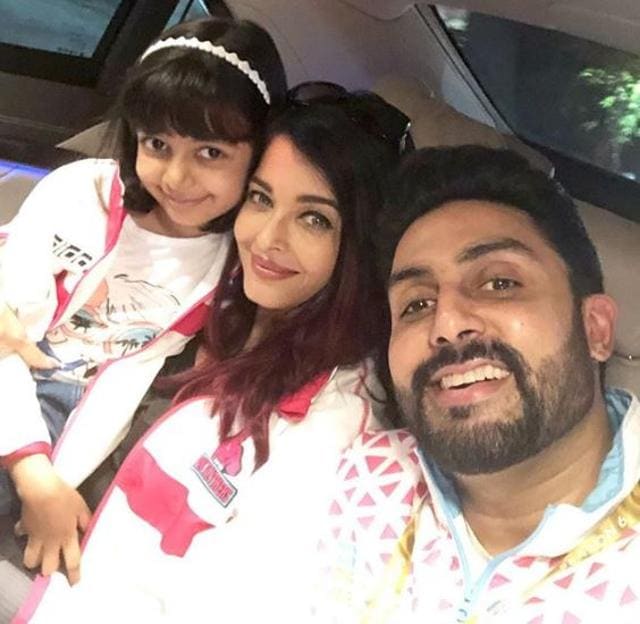 Aishwarya Rai and Abhishek Bachchan with daughter Aaradhya.