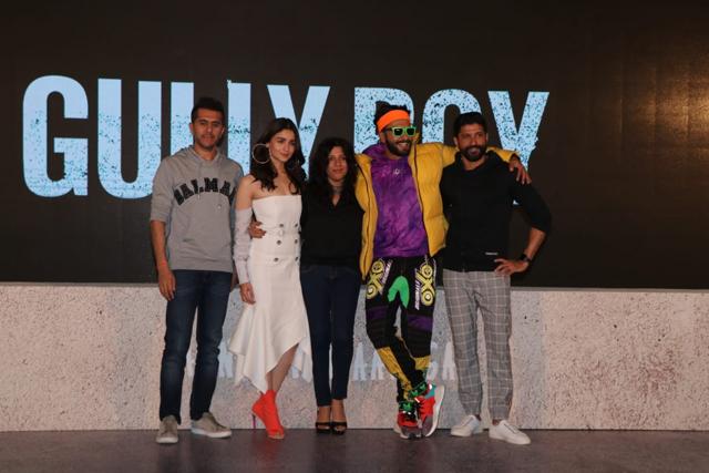 Alia Bhatt, Zoya Akhtar, Ranveer Singh and Farhan Akhtar at the trailer launch of Gully Boy. (Viral Bhayani)
