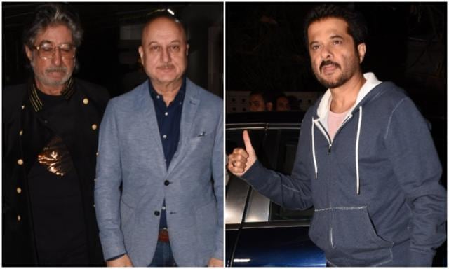 Anupam Kher with Shakti Kapoor. Anil Kapoor attends the screening. (Viral Bhayani)