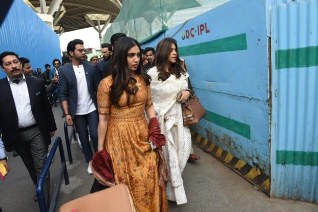 Bhumi Pednekar and Ekta Kapoor at the airport. (Viral Bhayani) Bhumi Pednekar and Ekta Kapoor at the airport. (Viral Bhayani)