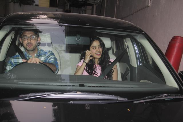 Janhvi Kapoor smiles and looks away on being spotted by paparazzi. Janhvi Kapoor smiles and looks away on being spotted by paparazzi.