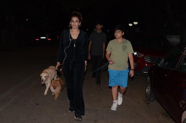 Raveena Tandon with her son.