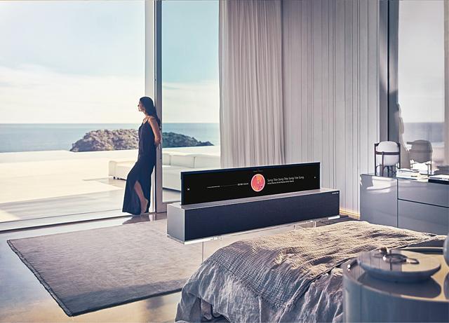 LG Signature OLED TV R is the first commercially-ready roll-up 65-inch screen TV that appears and disappears at the press of a button